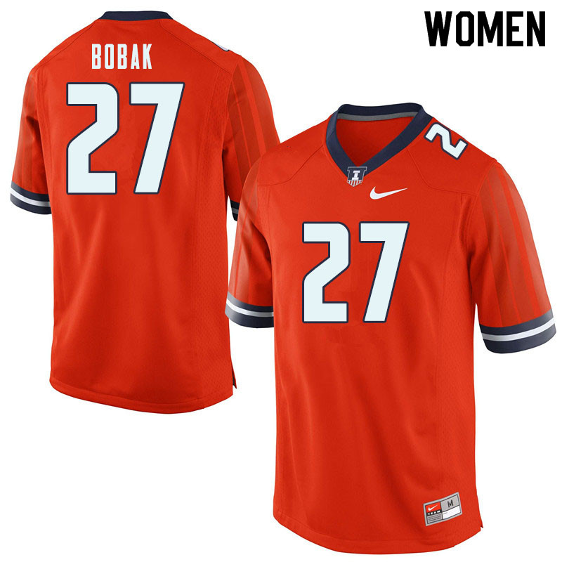 Women #27 Matt Bobak Illinois Fighting Illini College Football Jerseys-Orange